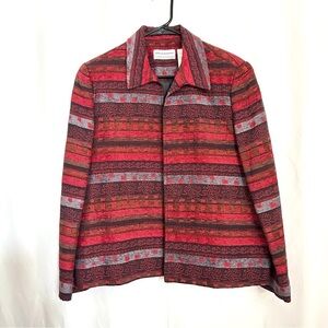 Vintage Alfred Dunner Women's Open Style Red Black Beaded Jacket sz 14P